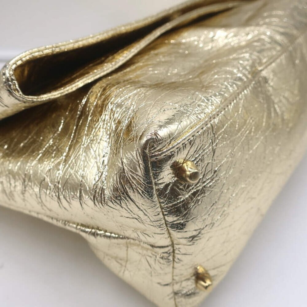 Zimmermann Fold Over Large Clutch Gold Metallic Leather NEW - Picture 7 of 11